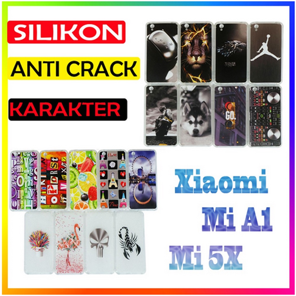 ANTI CRACK Xiaomi MI A1 / 5X Case Casing Anti Shock 3D Motif Softcase Gambar Silikon Handphone Kasing HP Anticrack Sarung Kesing Antishock Softshell Soft Silicon Jelly Case