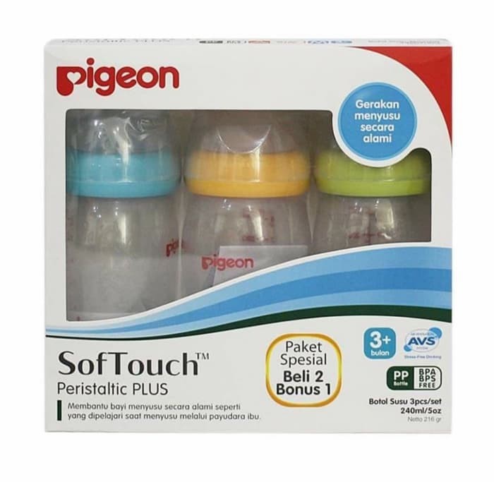 PP BOTOL PERISTALTIC PLUS BELI 2 FREE 1 240ML PIGEON PA010309