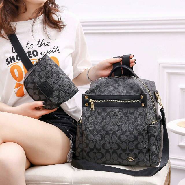 Tas Ransel Coach* Maude HM8817 2in1 set wanita branded import batam