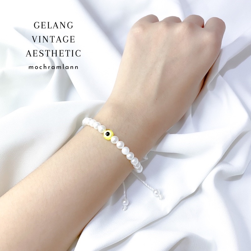 gelang manik mutiara model mata/ gelang aesthetic/ gelang aksesoris wanita