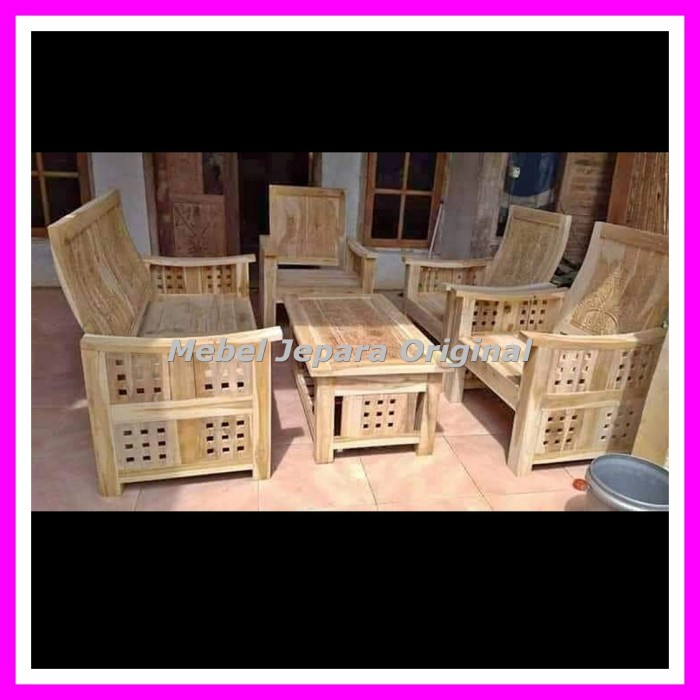 Kursi Tamu Ukir Minimalis Kayu Jati Mentahan Mebel Jepara Original