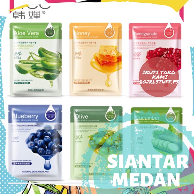 GSP MASKER ROREC/HCHANA NATURAL SKIN CARE SHEET MASK FACIAL MASK SIANTAR MEDAN