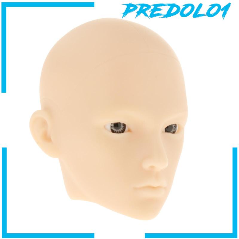 (Predolo1) Mainan Kepala Boneka Bjd 1 / 6 Tanpa Cat Dengan Mata Abu-Abu Diy