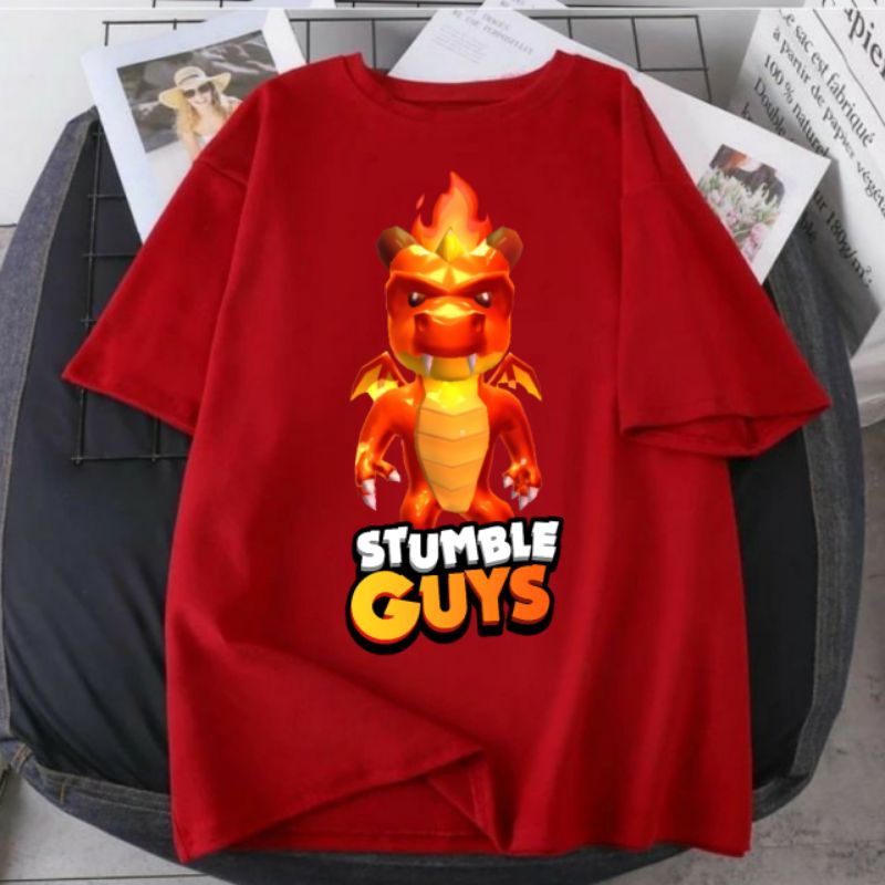 BAJU KAOS ANAK STUMBLE GUYS NAGA MERAH  BAHAN PREMIUM