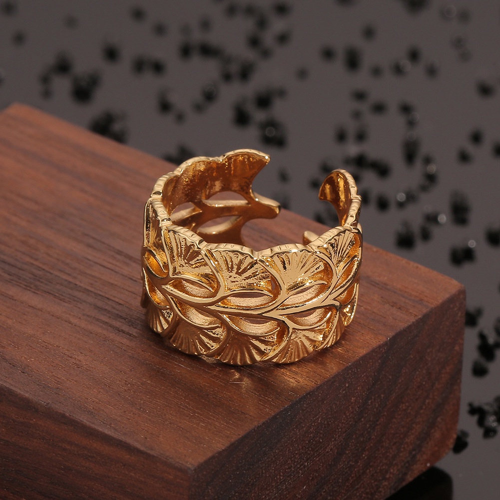 Eropa dan Amerika Gaya Baru lebar gaya gelang tembaga berlapis emas cincin kreatif ins gaya dingin c