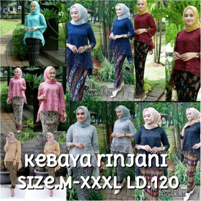 Atasan LD120 murah KEBAYA BRUKAT RINJANI MODERN batik kondangan jumbo wisuda size M L XL xxL XXXL BI