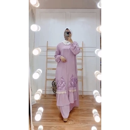 GAMIS MELAYU MALAYSIA OUTER BORDIR PREMIUM BAHAN SERUTY BABYDOLL TERBARU