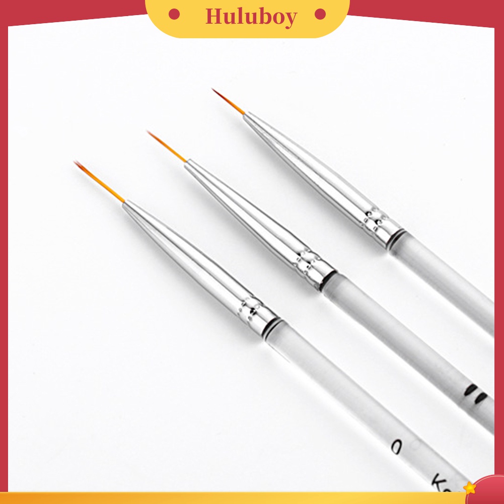 Huluboy Huluboy♡ Pinpai 3Pcs / Set Brush Pen Gambar Bunga Untuk Hiasan Nail Art Diy