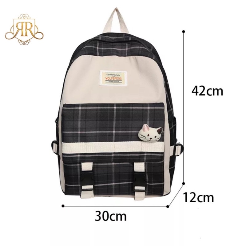 Tas Gandong Punggung Wanita Perempuan Sekolah Kerja Stylish Backpack Multifungsi Simple Elegan