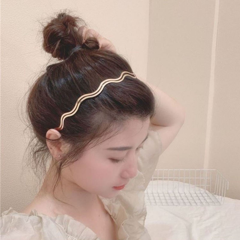 Magic789 Korean Girl Gold Metal Wave Hair Loop Women Headband for Makeup