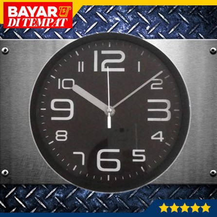 Jam Dinding Tempel Wall Clock Polos Warna Murah 2004 (HITAM)