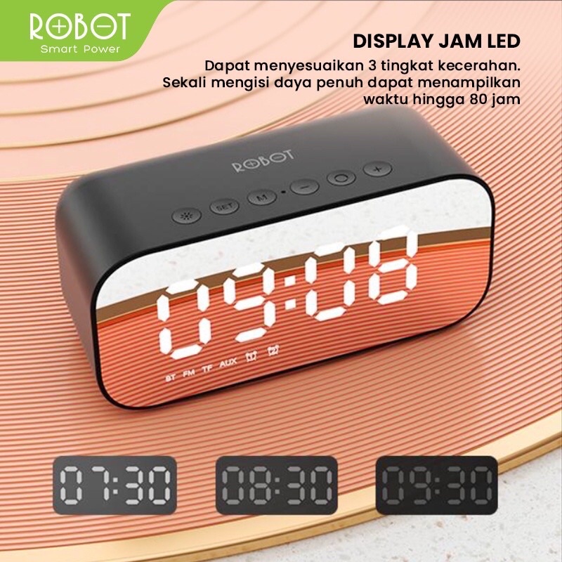 Speaker Bluetooth Robot RB560 Alarm Clock LED Indicator Bluetooth 5.0 Original - Garansi 1 Tahun