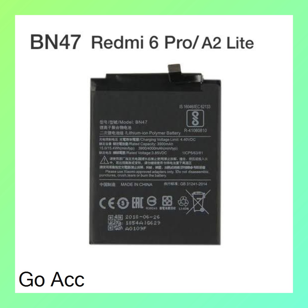 Baterai Battery Redmi 6 Pro A2 Lite/BN47, 8 8A/BN51, 9A 9C Poco M2 Pro/BN56, Note 6 Pro/BN48, Note 7 Pro/BN4A, Note 8 Pro/BN4J, Note 9/BN54, Note 9 Pro/BN53