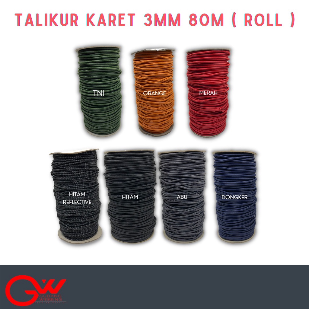 TALIKUR KARET 3mm Warna Roll