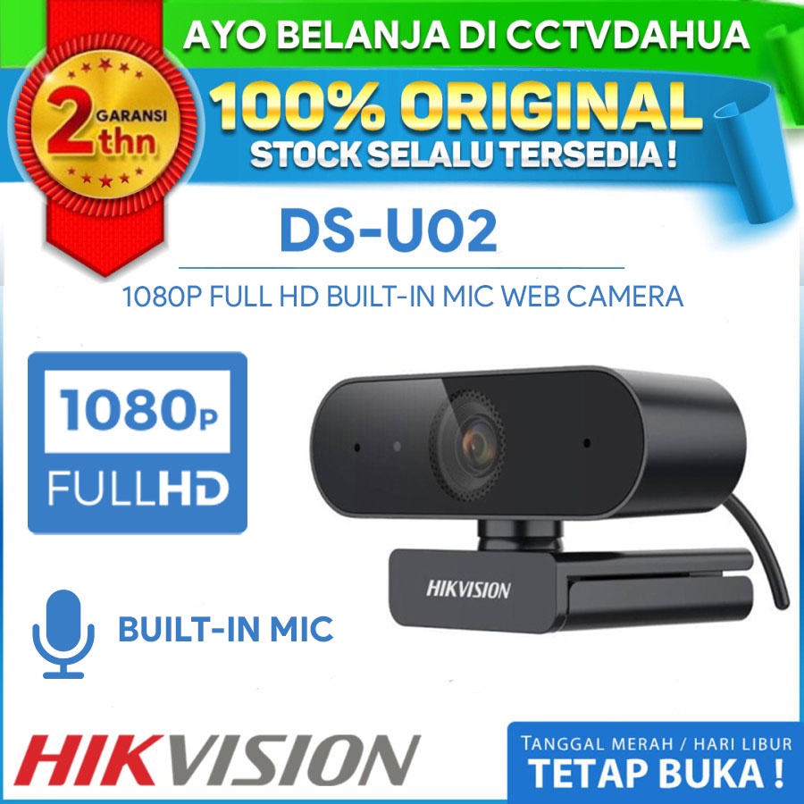 HIKVISION DS-U02 WEBCAM 2MP BUILT-IN MIC WEBCAM HIKVISION GARANSI RESMI