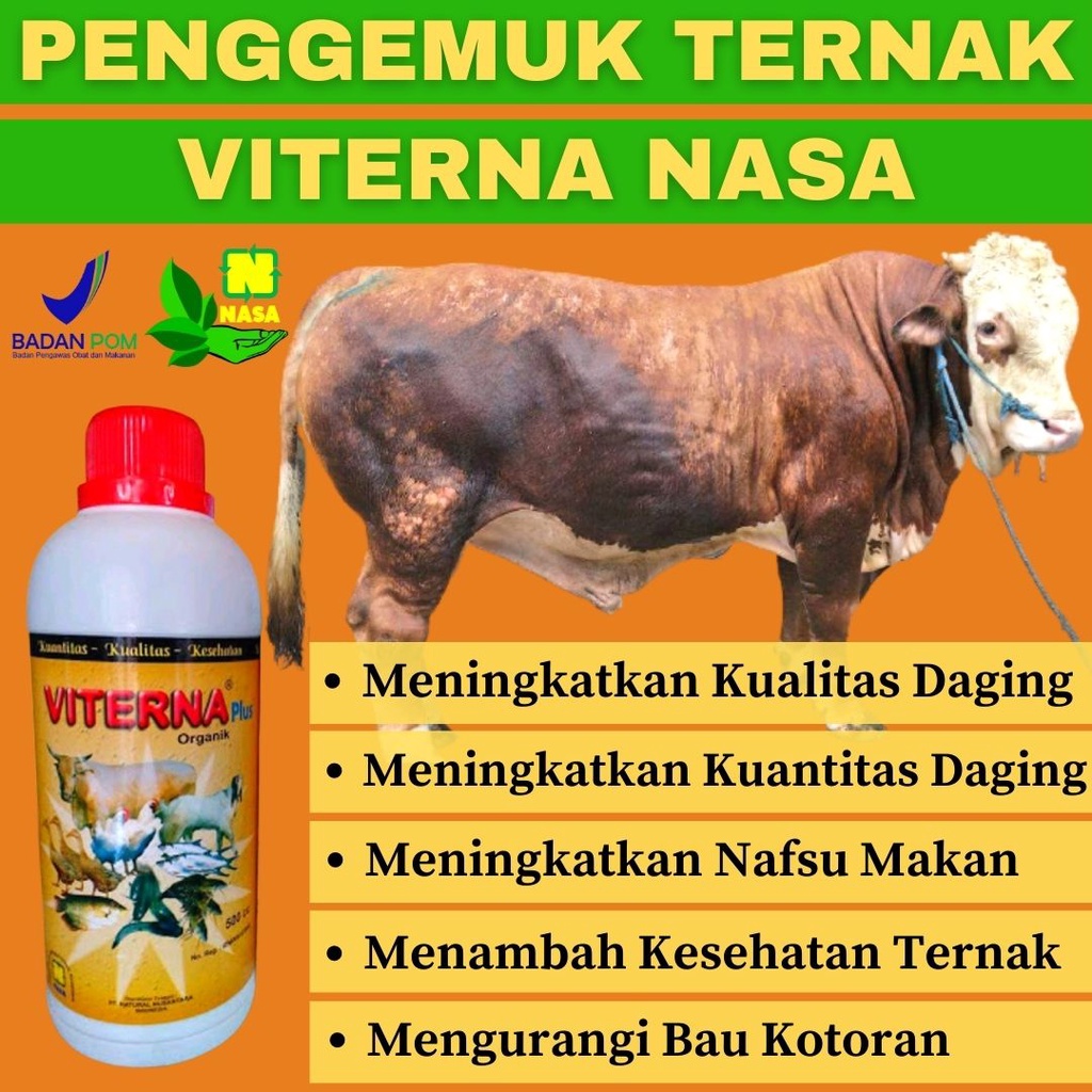 VITERNA NASA 500CC - VITAMIN TERNAK DAN IKAN - VITAMIN PENGGEMUK SAPI BABI KAMBING
