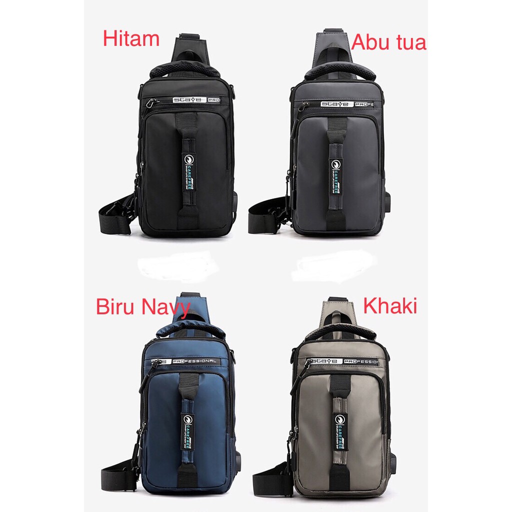 Tas Selempang Multifungsi Bahan Waterproof Tas Pria Slempang Usb 101