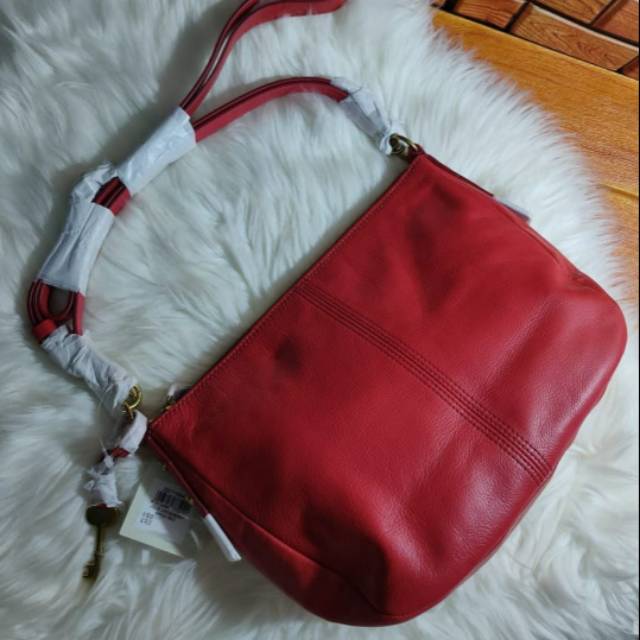Fossil Jolie Brick Red Satchel