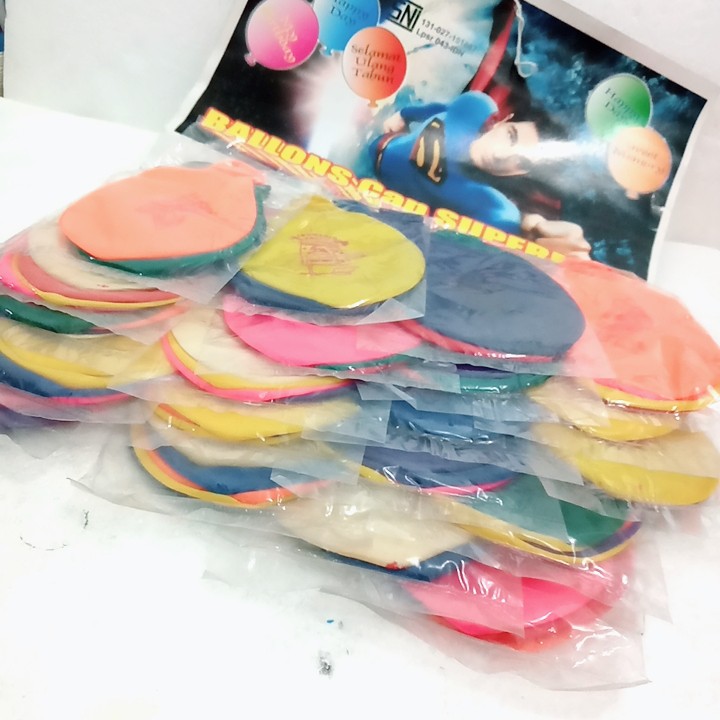 Balon tiup karet warna warni jumbo (isi 5x20)