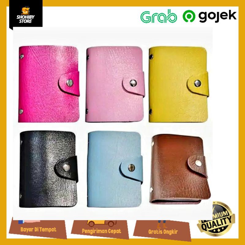 Dompet Kartu 24 slot kancing kulit - card holder wallet