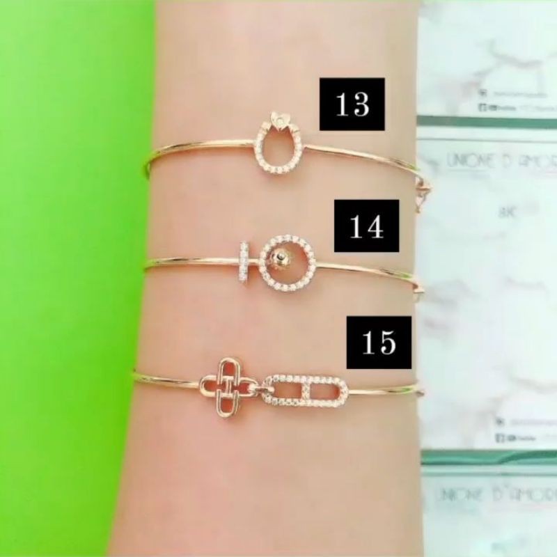 Gelang bangle berat ringan love, kupu, pearl mutiara, bunga rose, musik variasi mata YT kadar 375/8K