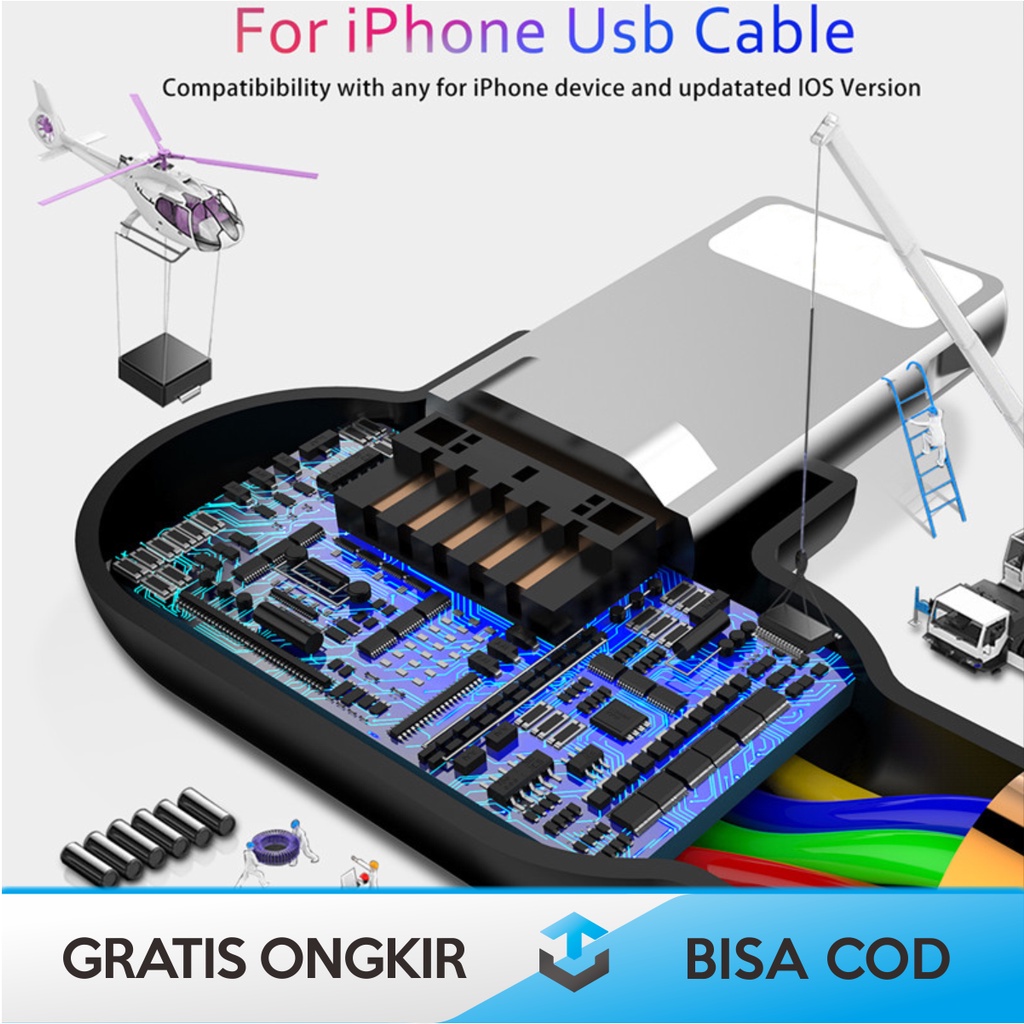 KABEL CHARGER L SHAPE 90 DERAJAT MCDODO DENGAN INDIKATOR LED HIJAU ORI