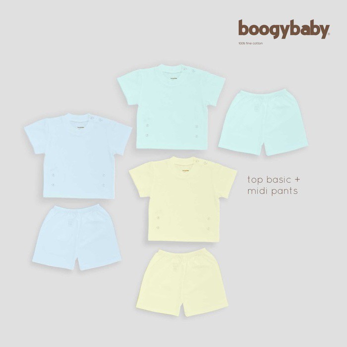 BoogyBaby Basic Solid Compact Top Basic + Pants Midi | Setelah Baju Anak