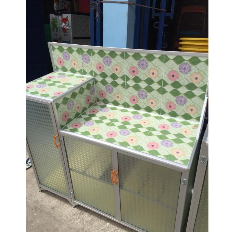 MEJA KOMPOR UNDAK 3 PINTU RAK KOMPOR ALUMINIUM MEJA KOMPOR ALUMINIUM KITCHEN SET BAWAH MEJA KOMPOR 2