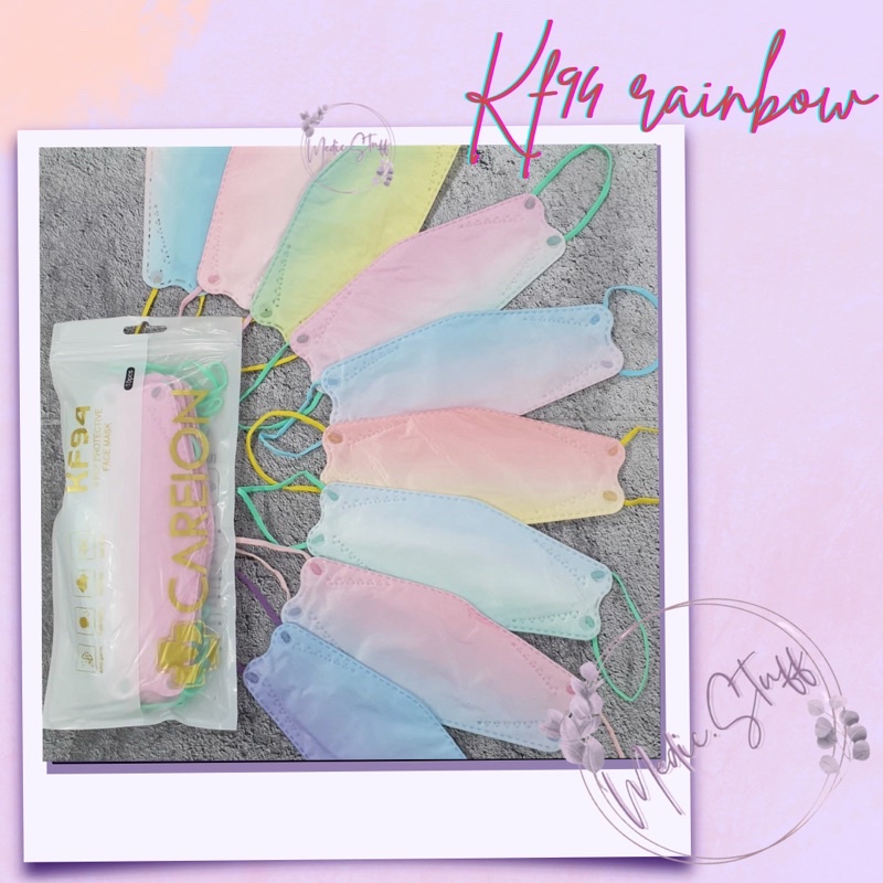 Masker KF94 CAREION mix warna rainbow gradasi 4ply CAREION isi 10pc