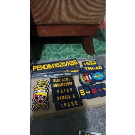 nametag dispenad tim liput penerangan tni ad custom nama pangkat kodam patch rubber punggung