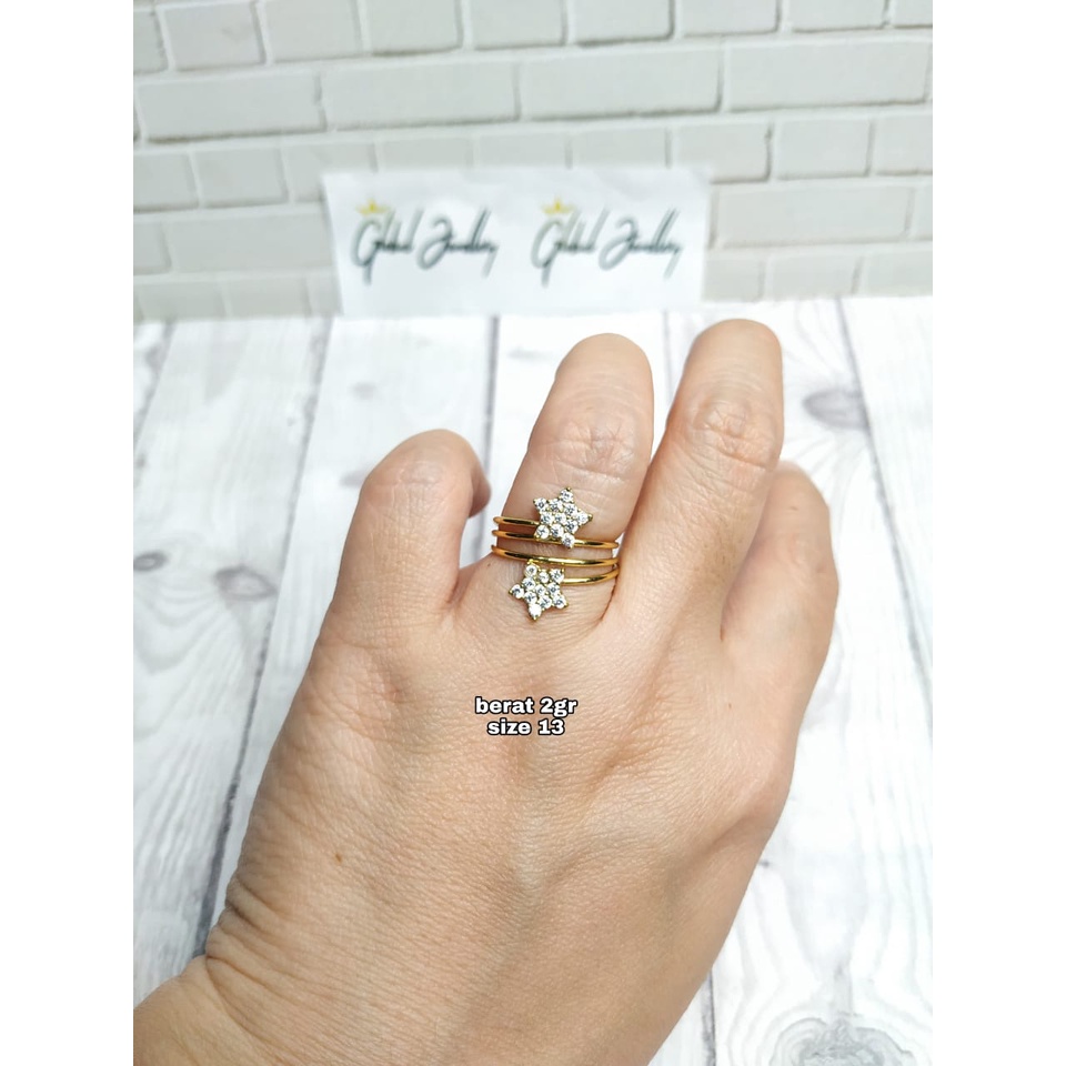 CINCIN SPIRAL BINTANG MATA GOLD PERAK ASLI S925 GLOBAL JEWELLERY CK051