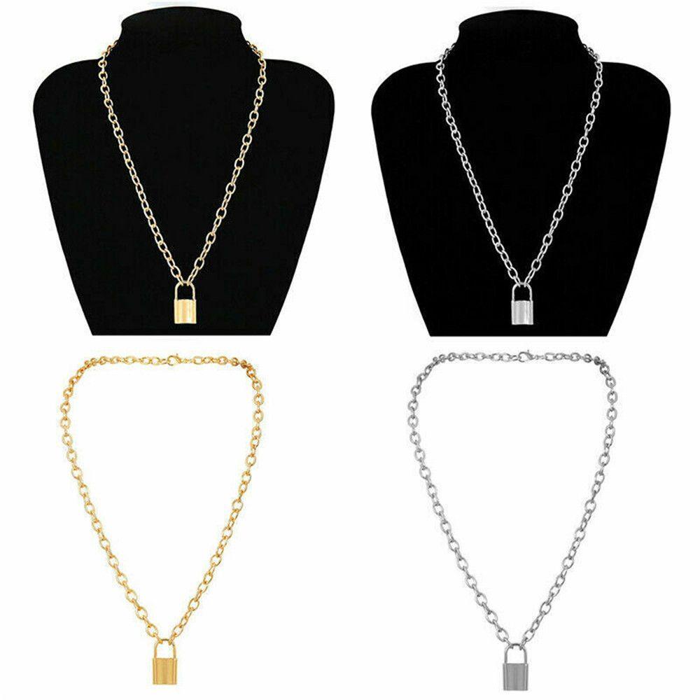 Kalung Rantai Panjang Liontin Gembok Bahan Stainless Steel Gaya Boho Untuk Wanita