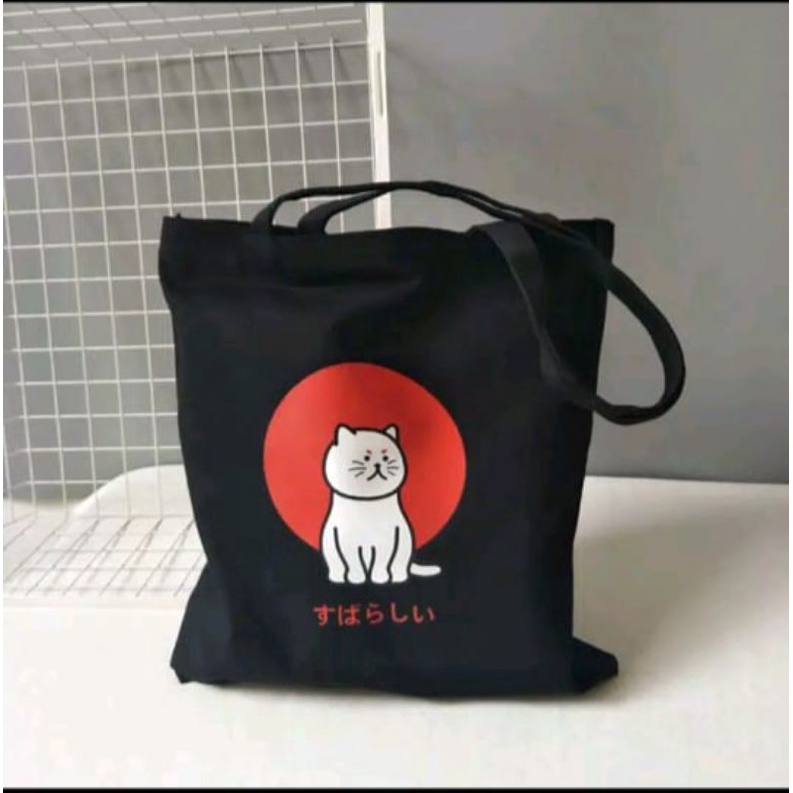 (1 KG BISA MUAT 10 PCS ) D003 TOTEBAG / TOTE BAG WANITA RESLETING TAS TOTE KPOP KARAKTER TAS KANVAS