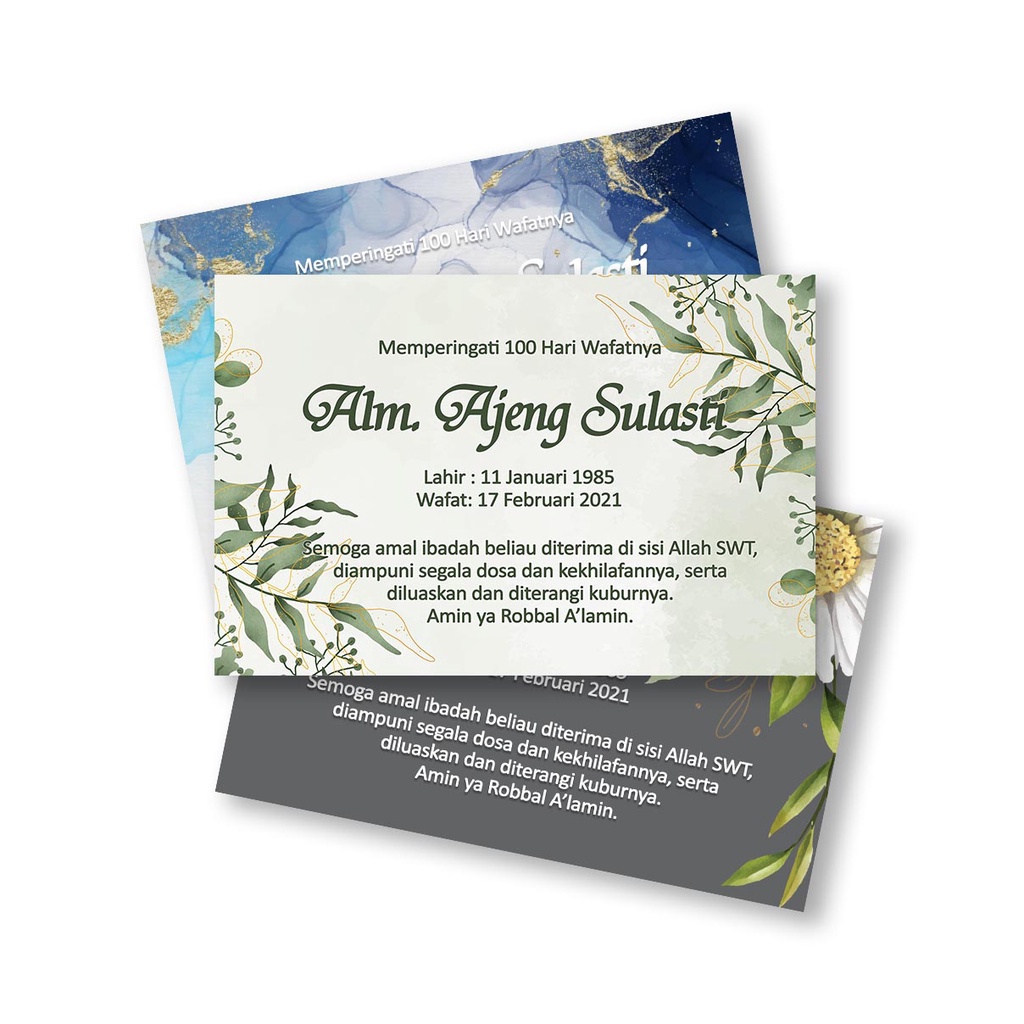 Custom Kartu Ucapan Tahlilan / Mengenang 40 Hari 9x6cm AC 260gr