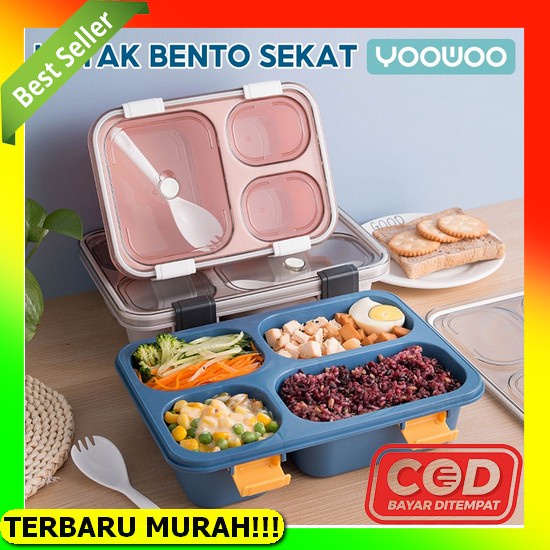 Kotak Makan Anak Perempuan Laki Laki Tk Sd Karakter Lucu 1 Set Anti Tumpah Food Lunch Box / Kotak Te