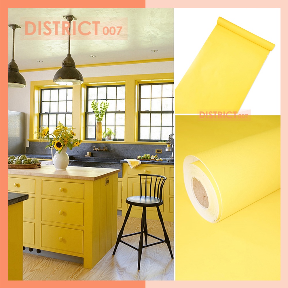 Wallpaper Bahan PVC Paper Warna Polos Peach Coksu Per Roll Stiker Plapis Triplek Furniture Pintu Kay