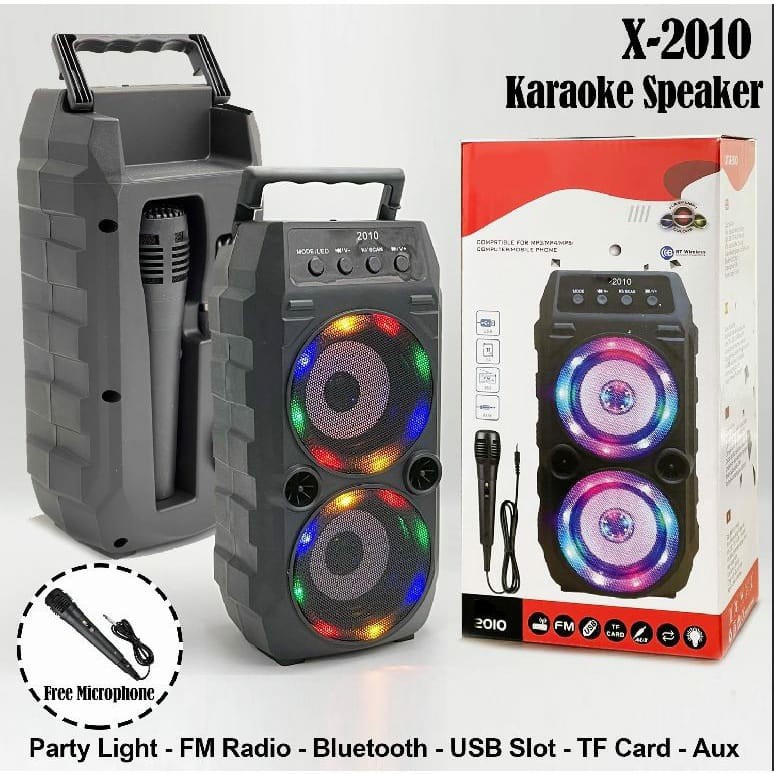 COD SPEAKER WIRELESS BLUETOOTH PROTABLE XTM-2010 LED PLUS MIC KARAOKE X-BASS / SPEAKER SALON AKTIF XTM-2010 / SPEAKER KARAOKE XTM-2010