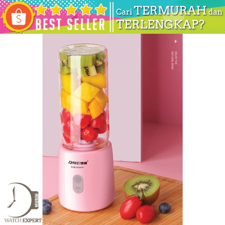 Blender Mixer Buah Portable Mini Juicer Cup USB Rechargeable 400ML - Enwei EN-01 - Pink