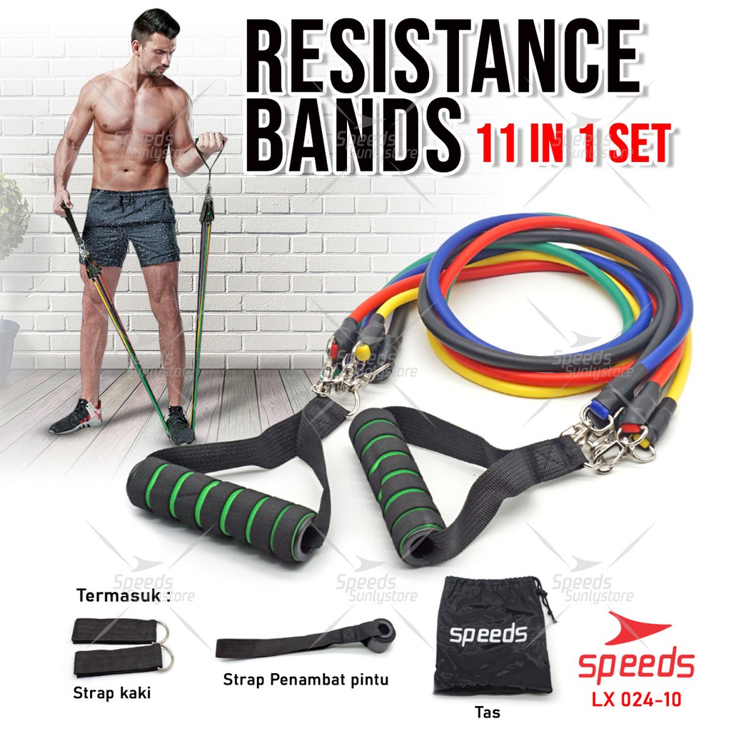 Foto SPEEDS Resistance Bands 11 in 1 Set Tali Pembantu Fitness Gym Power 024-10