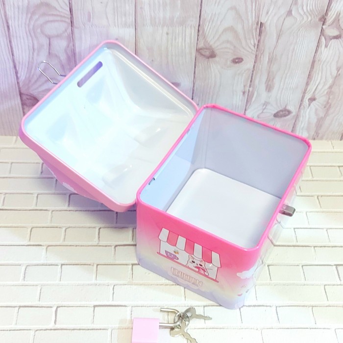 CELENGAN- CELENGAN RUMAH KALENG MOTIF UNICORN ADA KUNCI GEMBOK MINI -CELENGAN.