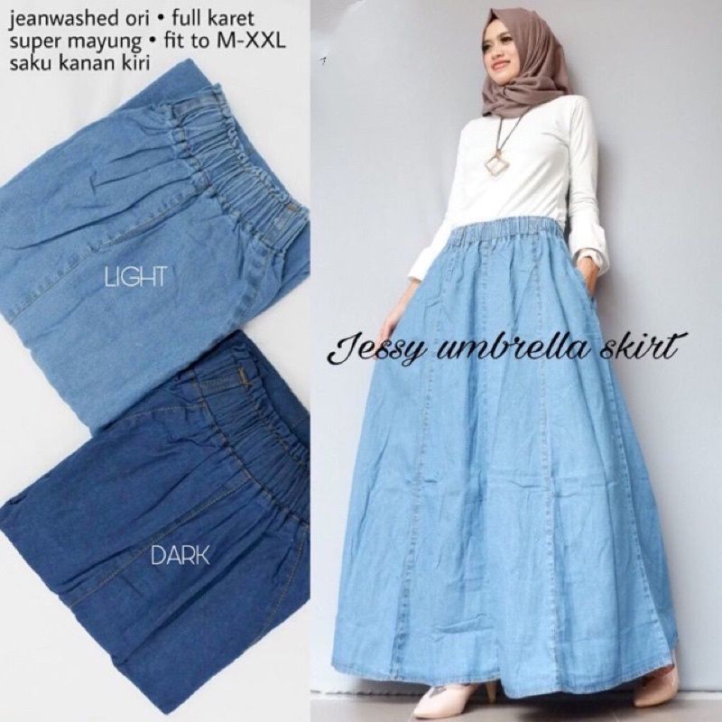 Jeans rok levis Panjang Wanita jumbo terbaru