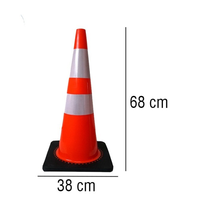 Traffic Safety Cone Rubber Kerucut Pembatas Jalan Orange base hitam