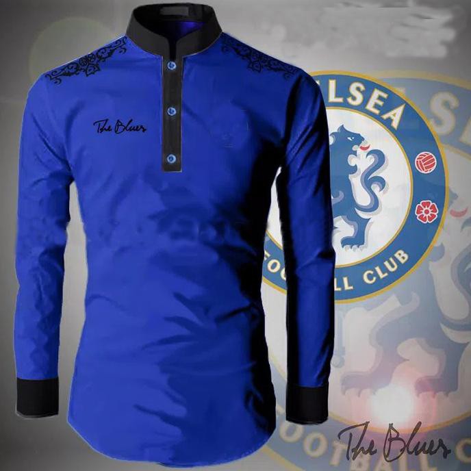 Promo Koko The Blues Biru Sc Baju Koko Pria Katun Biru Tua Terlaris