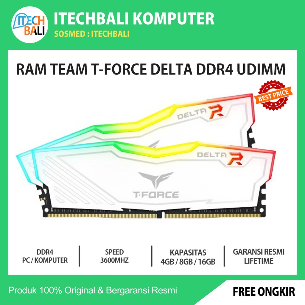 RAM PC TEAM DELTA RGB Udimm DDR4 16GB ( 2 x8GB ) 3600MHZ