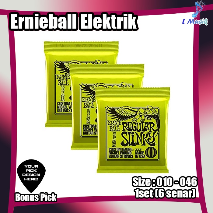 SENAR GITAR ERNIEBALL ELEKTRIK 010 REGULAR SLINKY ELECTRIC GUITAR STRINGS 1 SET ERNIE BALL