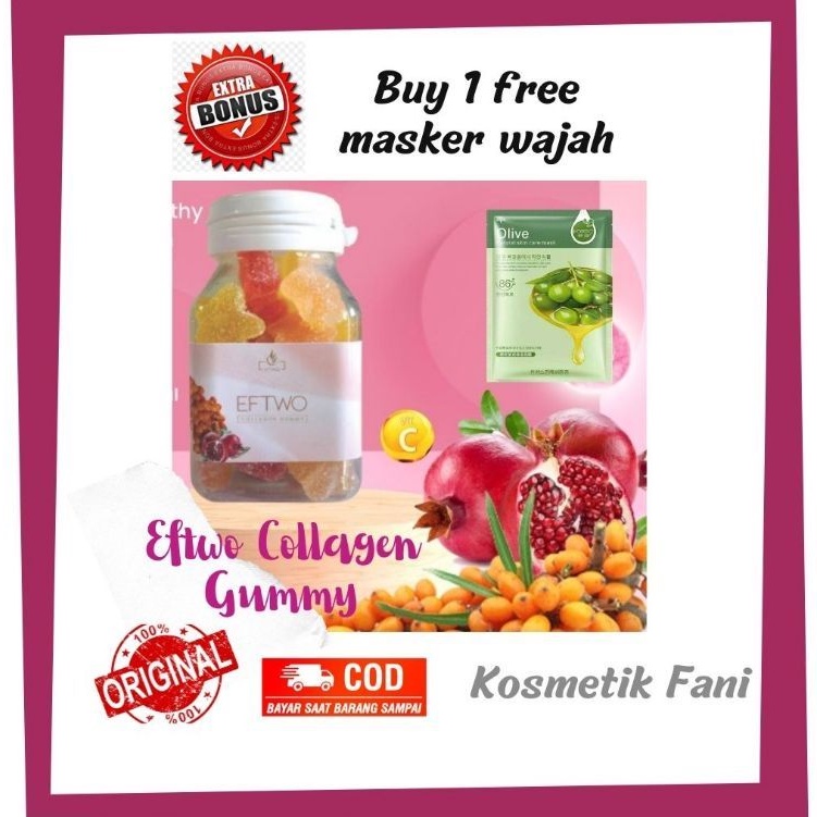 EFTWO GUMMY Permen Colagen Collagen Original 100% by Eftwo glow
