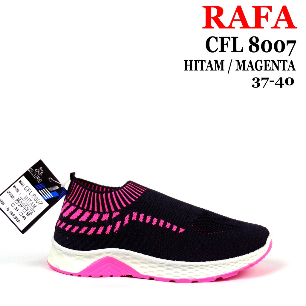 Sepatu rajut RAFA - CFL 8007 - Size 37-40 - sepatu wanita - sepatu senam - sepatu olahraga - sepatu knit-CFL 8007 HITAM/MAGEN