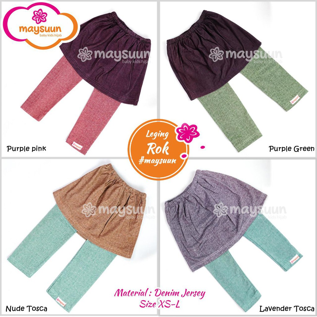 LEGGING ROK ANAK BALITA POLOS LUCU KOMBINASI 2 WARNA ORIGINAL BY MAYSUUN