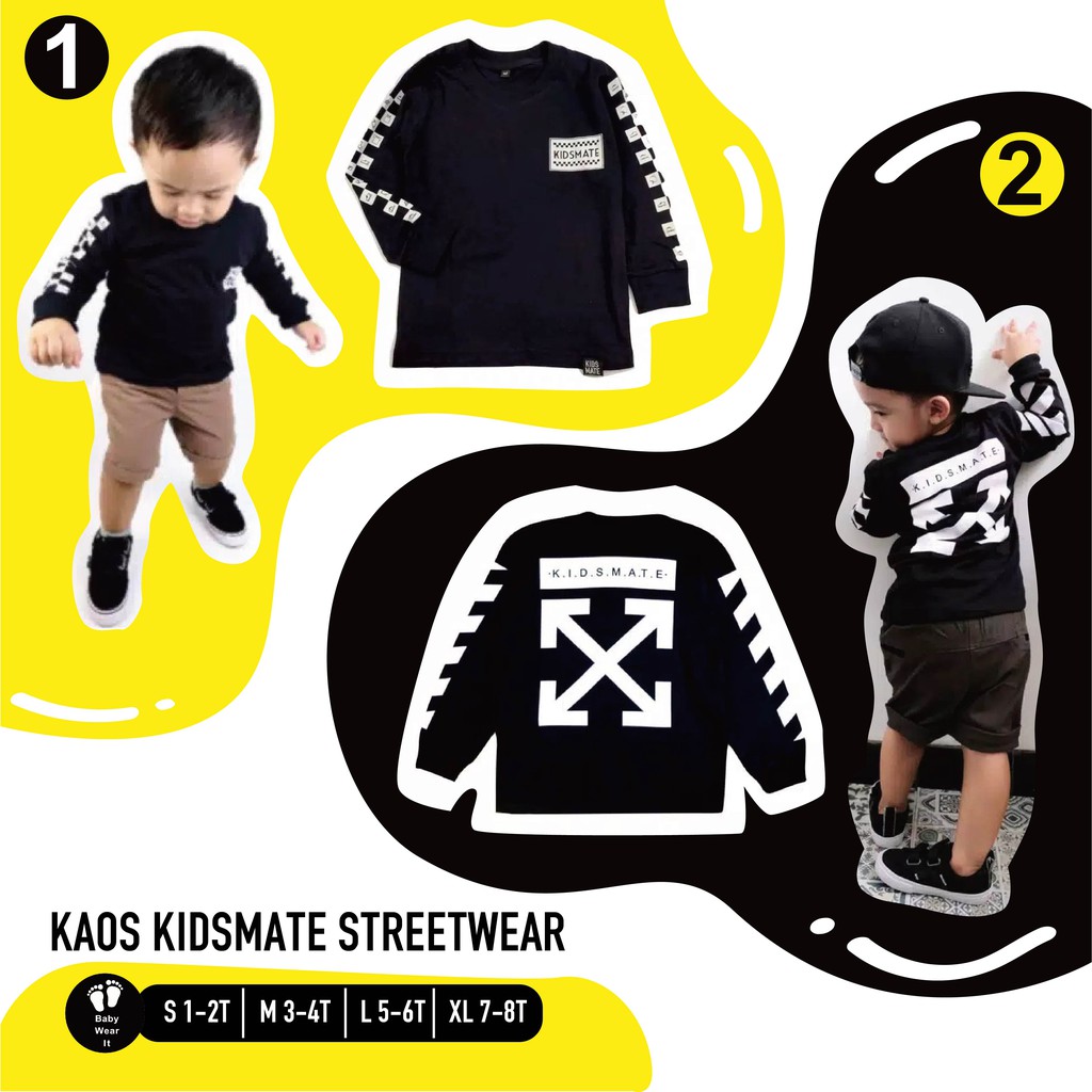 kaos anak Lengan panjang Kidsmate Streetwear seris kaos anak Lengan panjang Kidsmate Streetwear seris