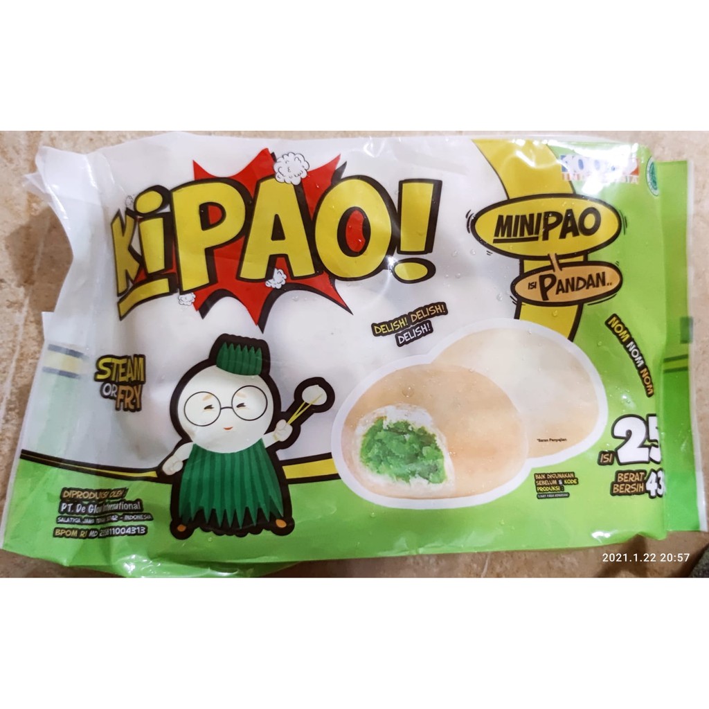 

Kipao - Minipao Isi 25 pcs / 430 Gram Rasa Pandan